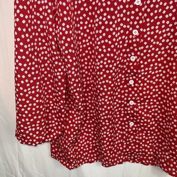 New Women’s Red & White Floral Button-Up Blouse Size 2XL Lightweight Casual - Picture 4 of 9